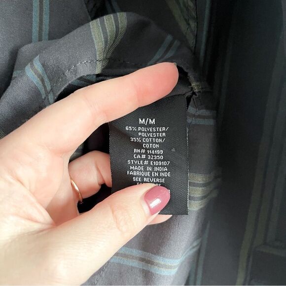 Quiksilver Shirt Striped Gray Blue Button Up Men's M - Picture 10 of 11